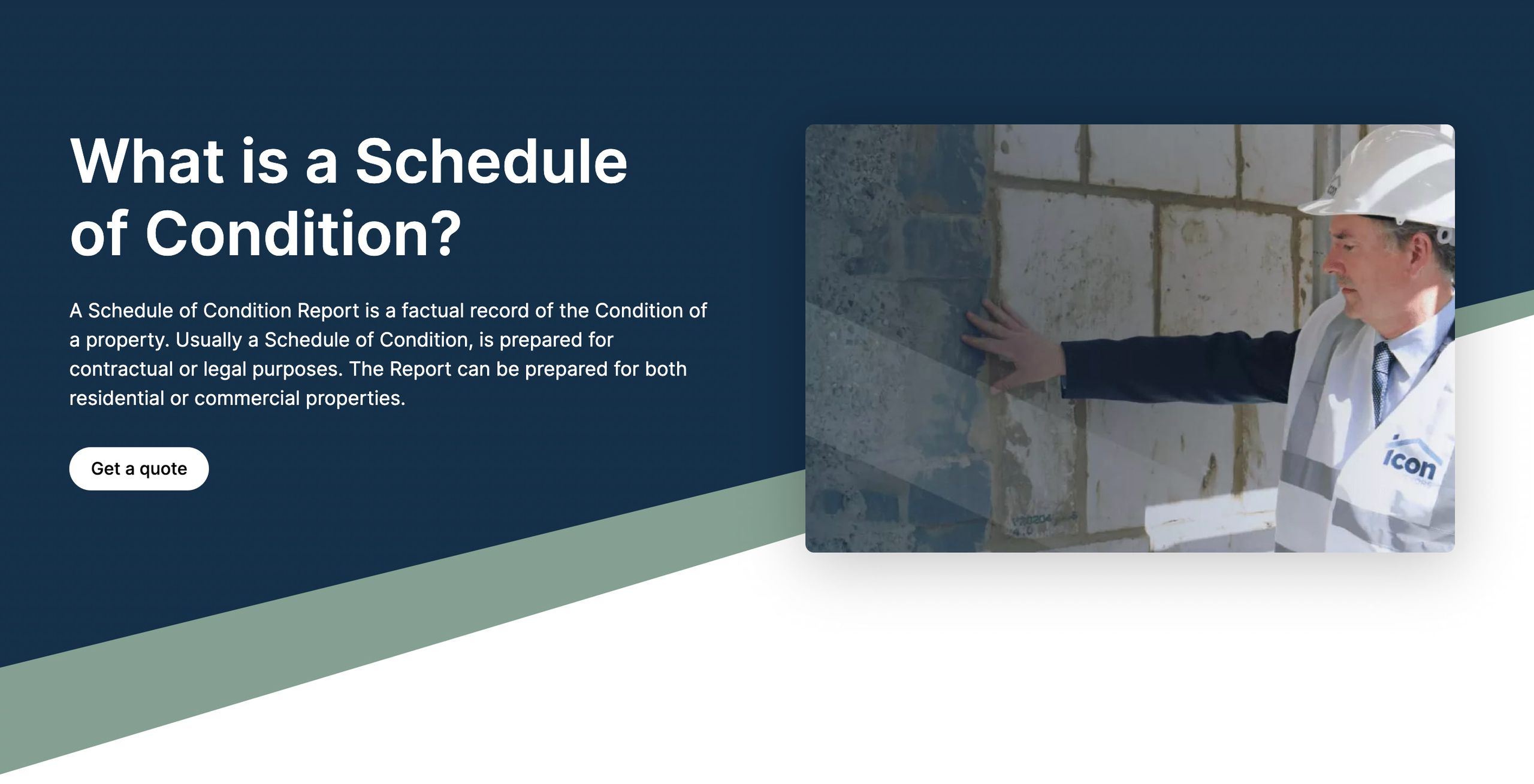 Schedule of Condition survey report document prepared by RICS chartered surveyor for commercial lease